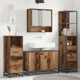 Bathroom Furniture Set with Door 4 pcs Old Wood Engineered Wood 3402339