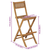 Bar Chair Set of 2 Brown Solid Teak Wood Medium Foldable 43806