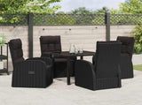 Garden Dining Set with Cushion 5 pcs Black Poly Rattan 3379521