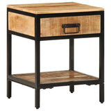 Bedside Table Brown 40 x 35 x 50 cm Solid Mango Wood and Metal 374088