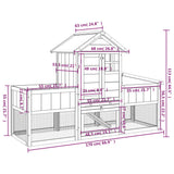 Rabbit Hutch Brown 170x63x113 cm Solid Wood Pine 172292