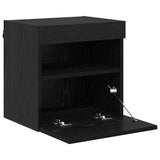 TV Wall Cabinets with LED 2 pcs Black Oak 40 x 30 x 40 cm 882976