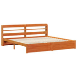 Bed Frame with Headboard Wax Brown 200 x 200 cm Solid Pine Wood 3422751