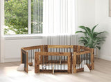 Dog Gate with Stands 6 pcs Old Wood 80 x 60 cm Engineered Wood 892143