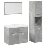 4 Piece Bathroom Furniture Set Concrete Grey Engineered Wood 3324880