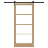 Sliding Door Natural 93 x 202 cm Solid Pine Wood and Glass 3332343