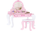 Kids Dressing Table Set, Vanity Table with Stool, Mirror, Drawer, Desktop, Storage, Ballet-Theme, T3398P422149