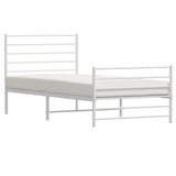 Metal Bed Frame without Mattress with Footboard White 75x190cm 352376