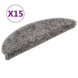 Stair Mats 15 pcs 56x17x3 cm Grey Half Round 133892