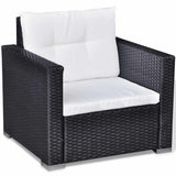 6 Piece Garden Lounge Set with Cushions Poly Rattan Black 42743