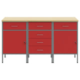 Work Cabinet with Drawer 3 pcs Red and Grey 150 x 55 x 85 cm 3321371