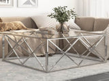 Coffee Table Silver Stainless Steel and Tempered Glass 349977