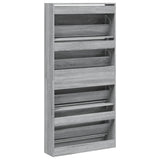 Shoe Cabinet with 4 Flip-Drawers Grey Sonoma 80x21x163.5 cm 3214369