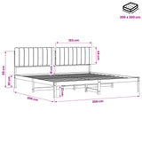 Bed Frame with Upholstered Headboard Natural and Light Grey 3405072