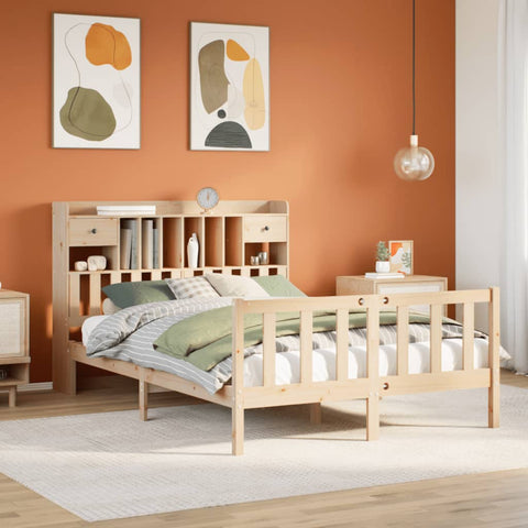 ZNTS Bookcase Bed without Mattress 160x200 cm Solid Wood Pine 3321747