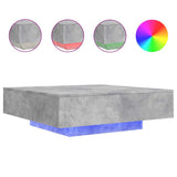 Coffee Table with LED Lights Concrete Grey 100x100x31 cm 836605