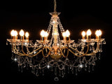 Chandelier with Beads Golden 12 x E14 Bulbs 281611