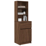 Bedside Cabinet Brown Oak 39x35x125 cm Engineered Wood 861316