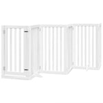 Dog Gate with Door Foldable 9 Panels White 450 cm Poplar Wood 3155650