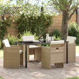 Garden Dining Set 5 pcs Beige Poly Rattan 3380607