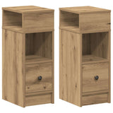 Bedside Cabinets 2 pcs with Drawer Artisan Oak 25x31x66 cm 858631