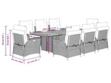 9 Piece Garden Dining Set with Cushions Grey Poly Rattan 3213152
