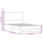Metal Bed Frame without Mattress Sonoma Oak 100x200 cm 4007881