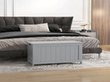 Storage Chest, Modern Storage Trunk with 2 Safety Hinges and Cut-out Handles, Wooden Toy Box for T3398P341302
