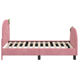 Children's Bed Frame with Headboard Pink 80 x 160 cm Velvet 42011070
