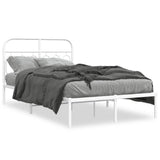 Metal Bed Frame without Mattress with Headboard White 120x190cm 377163