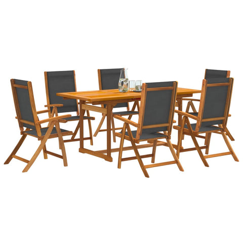 ZNTS 7 Piece Garden Dining Set Solid Wood Acacia and Textilene 3279269