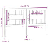 Headboard Grey 166x4x100 cm Solid Wood Pine 818682