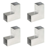 Post Connectors 4 pcs L Shape Galvanised Metal 81x81 mm 145462