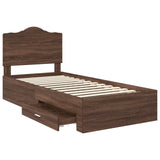Bed Frame with Headboard Brown Oak 100 x 200 cm Engineered Wood 3413645