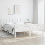 Bed Frame without Mattress White Solid Wood King Size 810685
