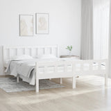 Bed Frame without Mattress White Solid Wood King Size 810685
