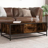 Coffee Table Smoked Oak 100x57x35 cm Engineered Wood and Metal 848761