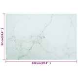 Table Top White 100x62 cm 8mm Tempered Glass with Marble Design 322259