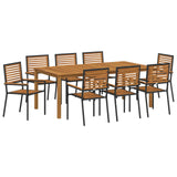 Garden Dining Set 9 pcs Black Solid Acacia Wood 3365526