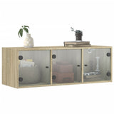 Wall Cabinet with Glass Doors Sonoma Oak 102x37x35 cm 836513