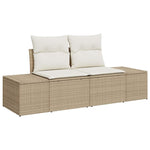Garden Sofa with Cushion Beige 123 x 62 x 69cm Poly Rattan 42006806