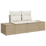 Garden Sofa with Cushion Beige 123 x 62 x 69cm Poly Rattan 42006806