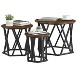 Nesting Side Table 3 pcs Smoked Oak Engineered Wood and Steel 868257