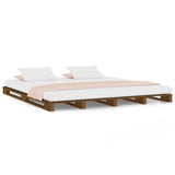 ZNTS Pallet Bed without Mattress Honey Brown Small Double Solid Wood 821430