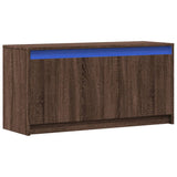 TV Cabinet with LED Brown Oak 100x34x50 cm Engineered Wood 852214