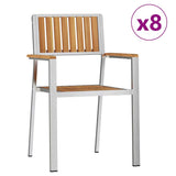 Garden Chair 8 pcs Solid Teak Wood and Stainless Steel 3334854