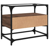 TV Cabinet with Glass Top Brown Oak 60x35x51 cm Engineered Wood 846058