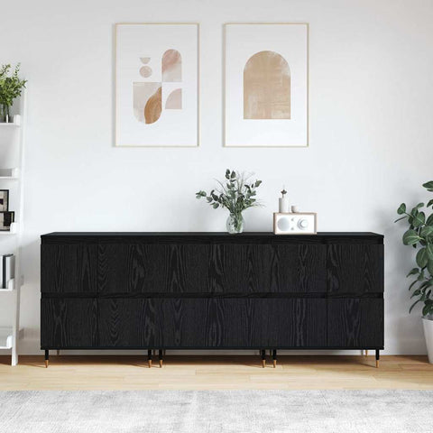 Sideboards 3 pcs Black oak 180 x 35 x 70 cm Engineered wood 3394511