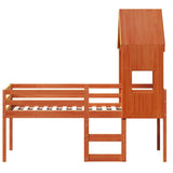 High Sleeper Bed without Mattress Wax Brown 90x190 cm Single Solid Wood Pine 3282018