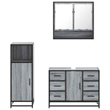 ZNTS 3 Piece Bathroom Furniture Set Grey Sonoma Engineered Wood 3300993